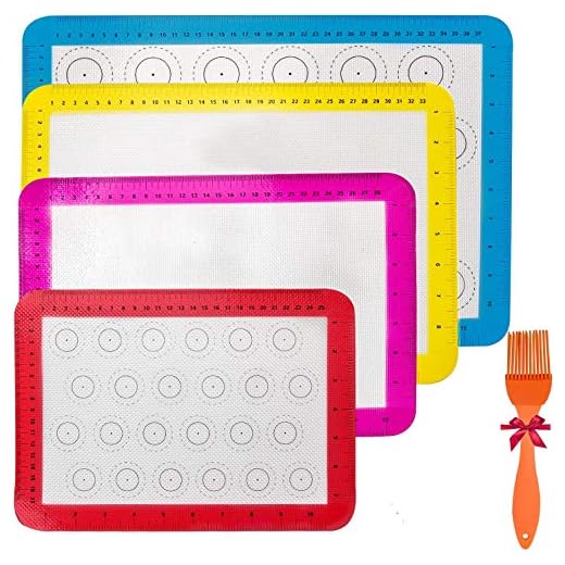 4pieces Silicone Baking Mats, Non-Slip Washable Reusable Baking Tray, Heat-Resistant Cooking Bakeware Mat, BPA Fre