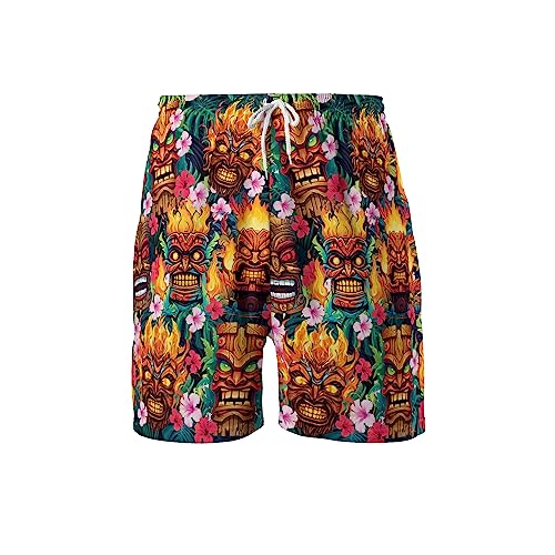 Tiki Mens Bathing Suits - Beach Shorts for Mens Tiki Lover Swim Trunks Board Shorts Swimwear Set o2