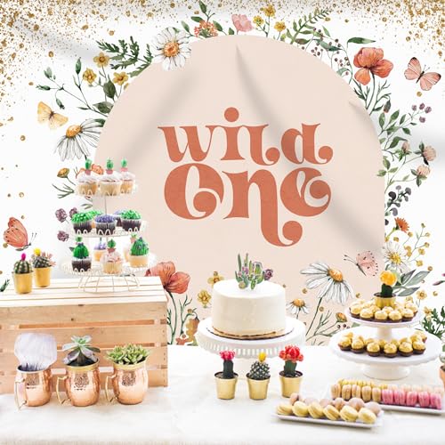 Fondo fotográfico Wild One 7x5 pies con diseño floral dorado miniatura 2