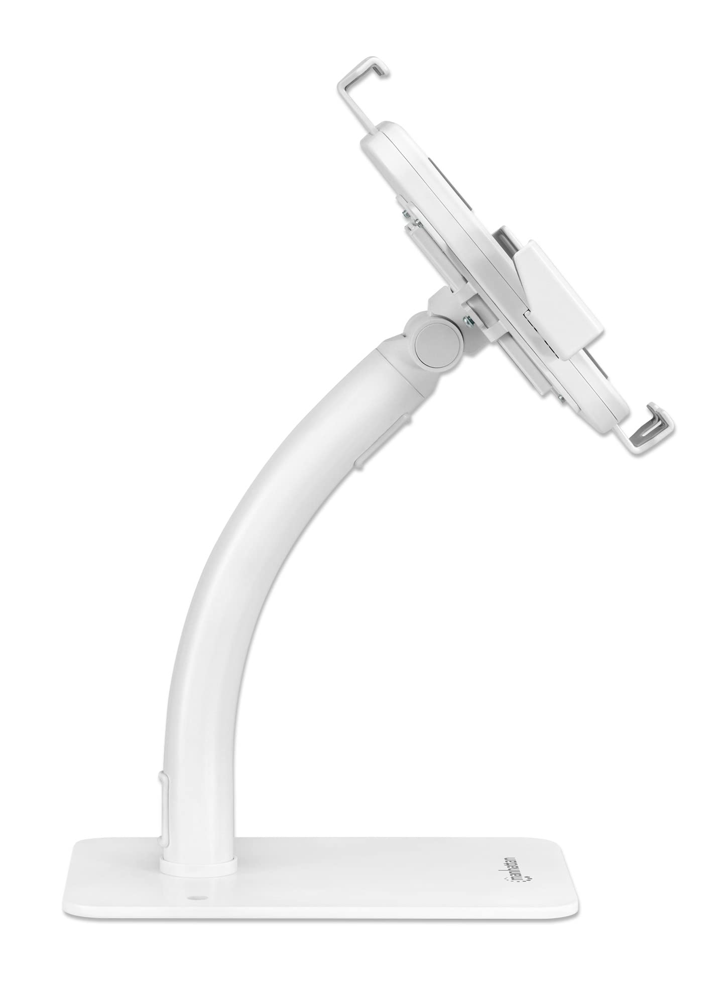 Manhattan Supporto da tavolo antifurto con supporto per tablet e iPad, per tablet da 7,9" a 11", girevole a 360°, inclinabile da 20° a -110°, autoportante, bianco, 406352