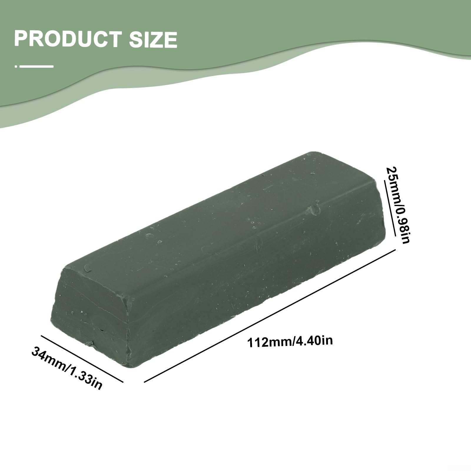 Pasta de pulido verde para cera de pulido de metal, compuesto abrasivo de 112 x 34 x 25 mm, para acero inoxidable, cobre, aluminio, paquete