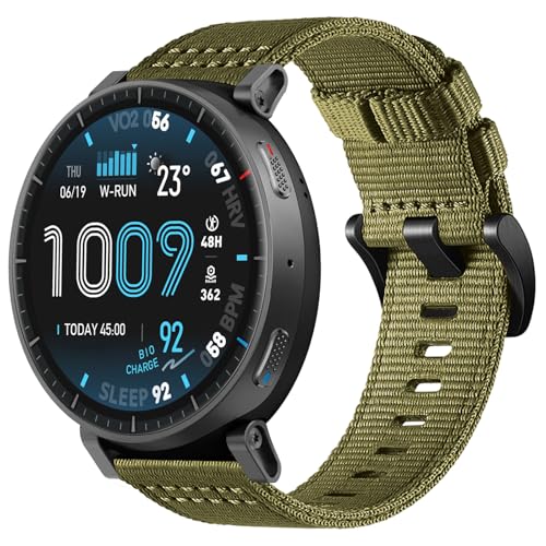 �����o���h For Amazfit Active Max 48mm�X�}�[�g�E�H�b�`�p�x���g �ʋC���h���i�C�������r���v�o���h �X�|�[�c&�J�W���A���X�^�C�� (�A�[�~�[�O���[��)