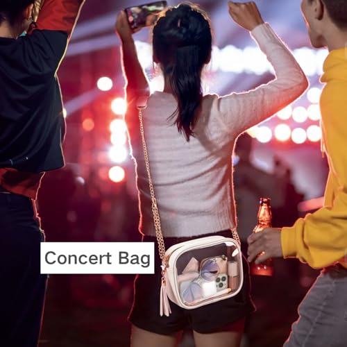 Image of PACKISM Clear Bag for Stadium Events - Small Clear Purse Crossbody Bag | Adjustable Wide Strap, 2 Easy Access Pockets, Thick 0.5mm PVC, for Sports Game Day Concerts Festival, Women Clear Stadium Bag