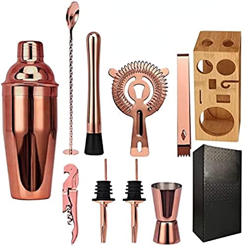 KRASS Set de Bartender Kit Gold con soporte de bambú rosa miniatura 1