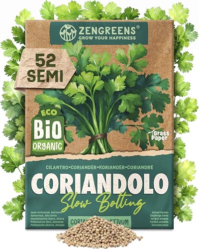 ZenGreens® Semi di coriandolo biologico - Semi di erbe aromatiche per la coltivazione in giardino, sul balcone o in cucina - Ideali per i principianti - Prezzemolo cinese, Cilantro