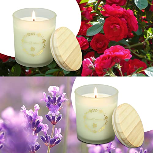 Pleyidool Lavender & Rose Scented Soy Aromatherapy Candles Gifts For Women, 5.3 Oz 2 Pack 70 Hours Burn, Essential Oils Candles, Premium Body Relax & Stress Relief Candles #TOP1