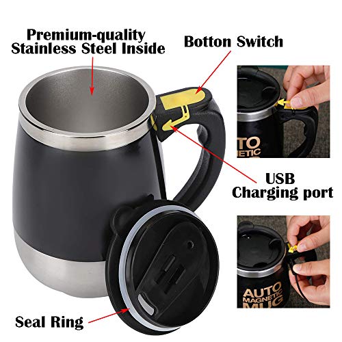 Taza automezcladora recargable de acero inoxidable 13.5oz miniatura 4