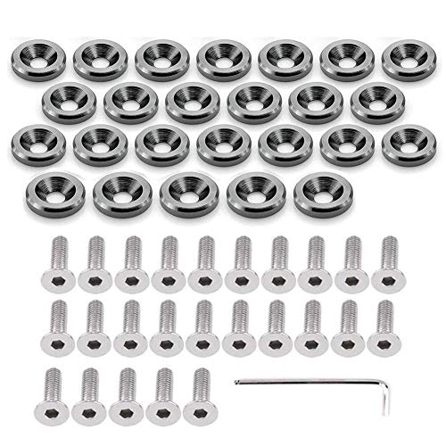 STETION 25 Pcs Fender Bumper Washer Bolt 6061 T6 Grade M6x20mm CNC Finishing Washer Engine Bay Dress Up Fastener Kit (Gre)