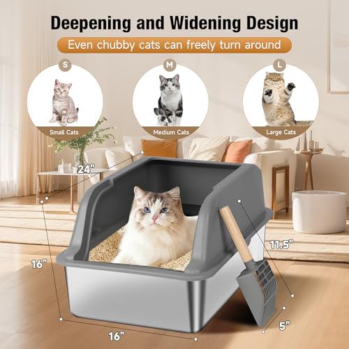 Arenero para gato de acero inoxidable XL con tapa miniatura 2