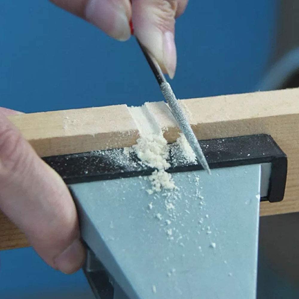 Kit di File Metallici a Forma Piatta, 4 Pezzi Mini Set di Diamanti Artigianale Legno Raspa