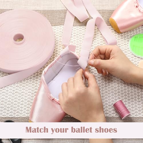 Image of SmoothNovelty 32.8 Yards Ballet Elastic Pointe Shoe Satin Roll Stretch Ribbon Minimalist Ballet Strap for Women Accessories
