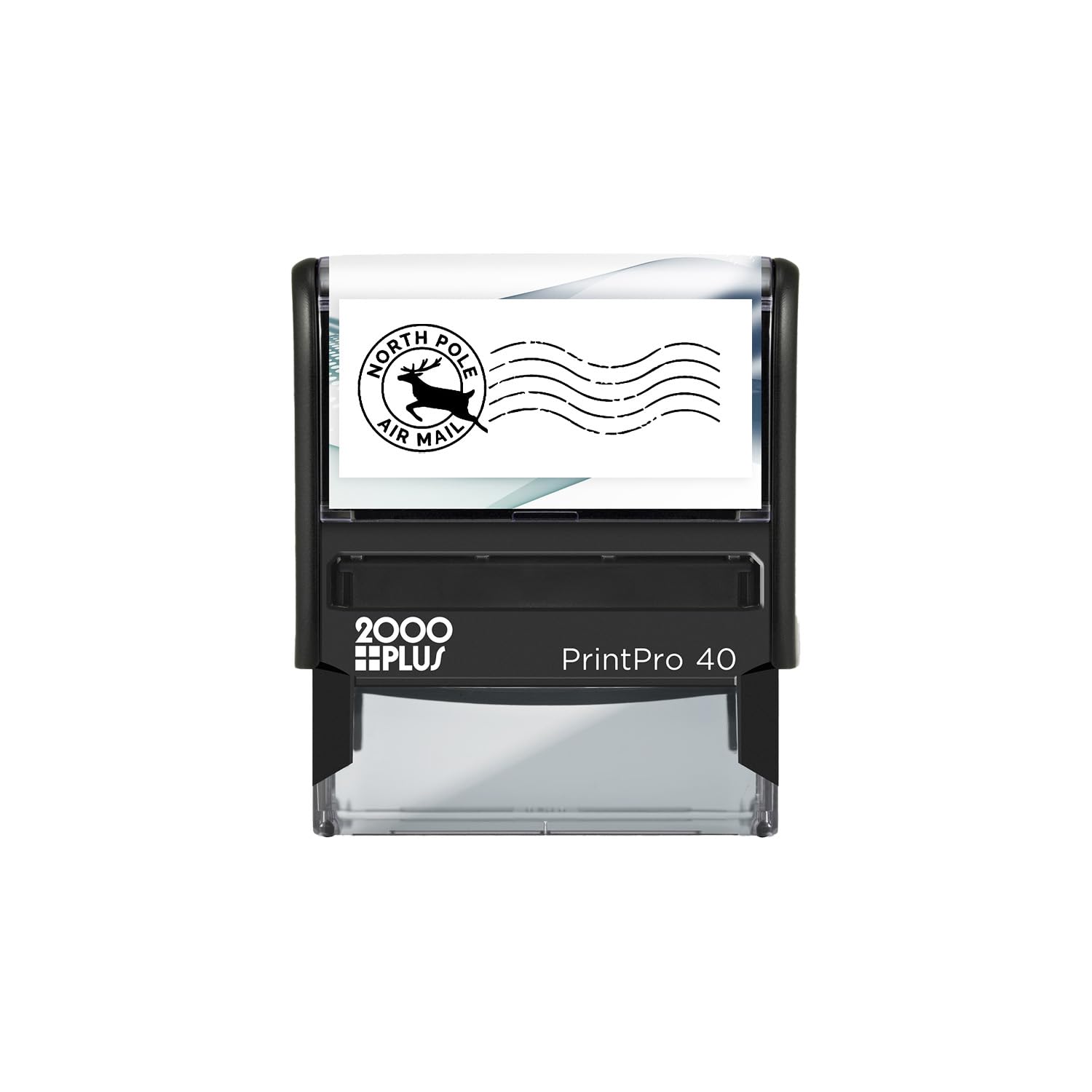 Black North Pole Stamp/Christmas Holiday Self Inking Rubber Envelope Stamp / 13/16" x 2 3/16" Black Reindeer Silhouette Imprint/Letters to from Santa