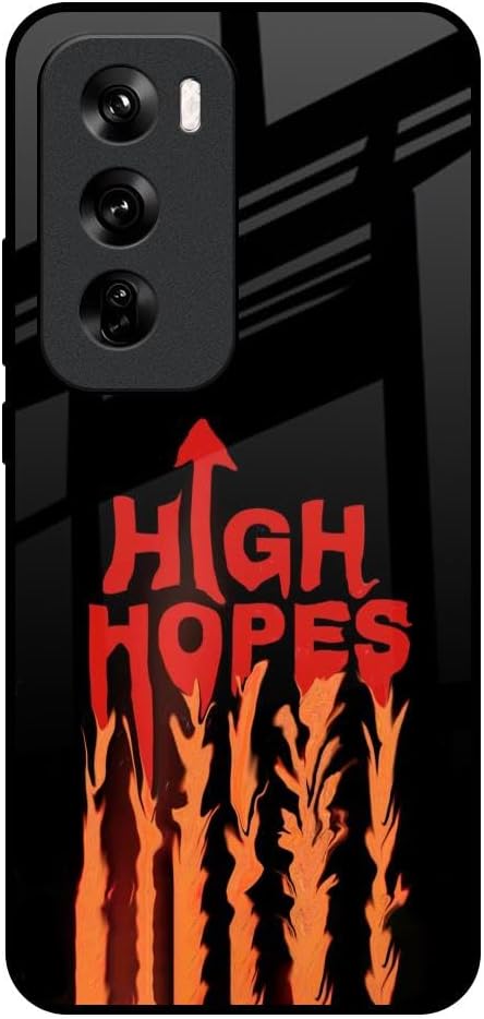 Designer Tempered Glass Back Case Cover Compatible with Oppo Reno 12 Pro 5G, Back Cover for Oppo Reno 12 Pro 5G - High Hopes Glass Case