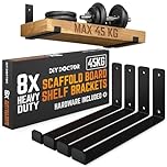 DIY Doctor Heavy-Duty Scaffold Board Shelf Brackets, Set of 8, 23.5cm, Black Industrial & Rustic Metal Shelf Supports, Wall-Mounted Storage & Home Décor
