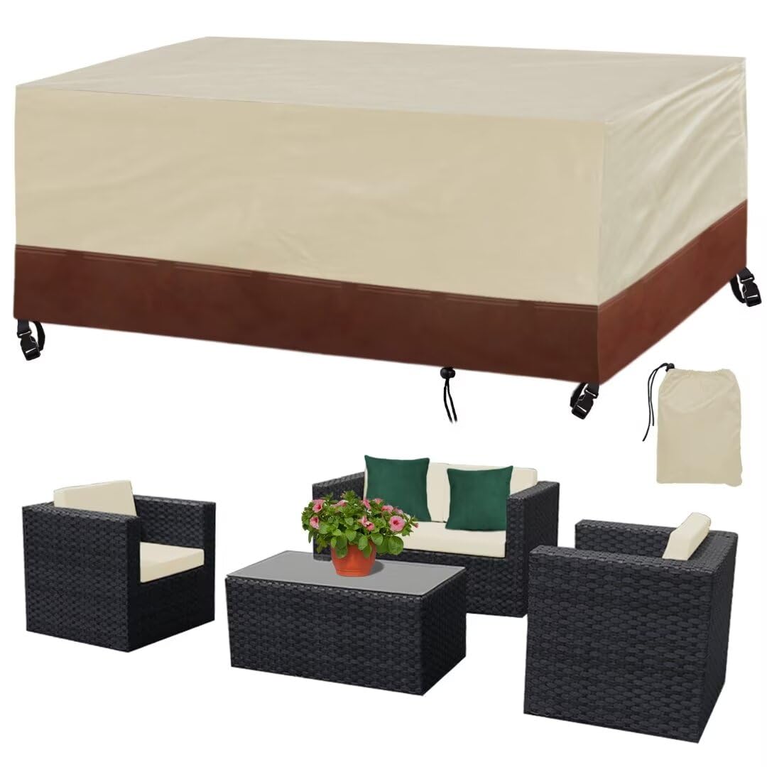 Housse table de jardin imperméable marron pour protéger votre terrasse en hiver