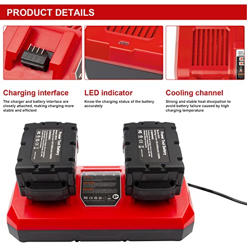 Dual Charging Port Charger 48-59-1812 For Milwaukee M18 Battery 18V Xc Lithium Tools Charging Station #TOP3