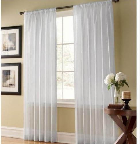 IYUEGOSolid Contemporary White Sheer Window Curtains/Drape/Panels/Treatment Rod Pocket Top with Custom Multi Size 100" W x 96" L (One Panel)
