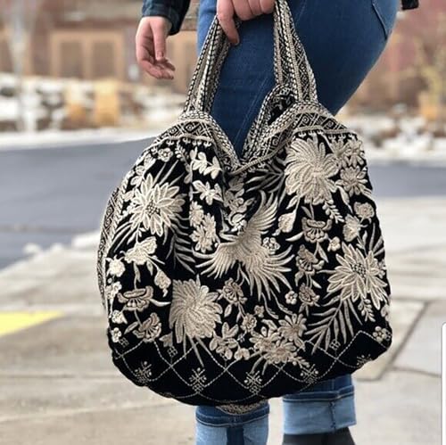 Bolso de terciopelo negro con encaje blanco Johnny Was miniatura 2