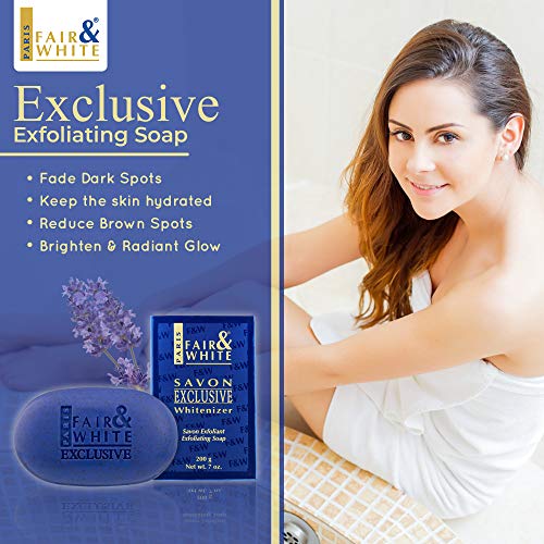 Fair & White Exclusive Exfoliating Soap, 200G / 7Oz - Moisturizing Bar Soap Highly Effective For Face And Body #TOP2