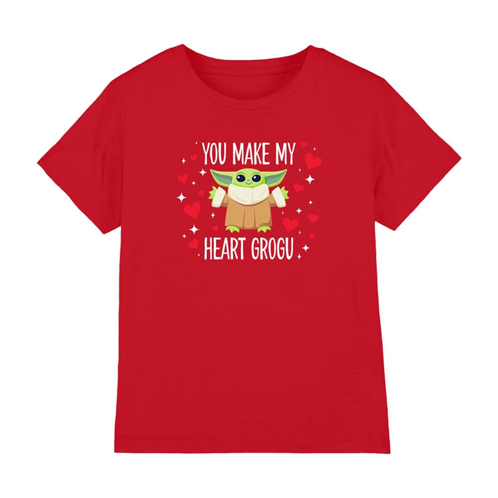 Star Wars You Make My Heart Grogu Kids T Shirt, Red, 12-13Y