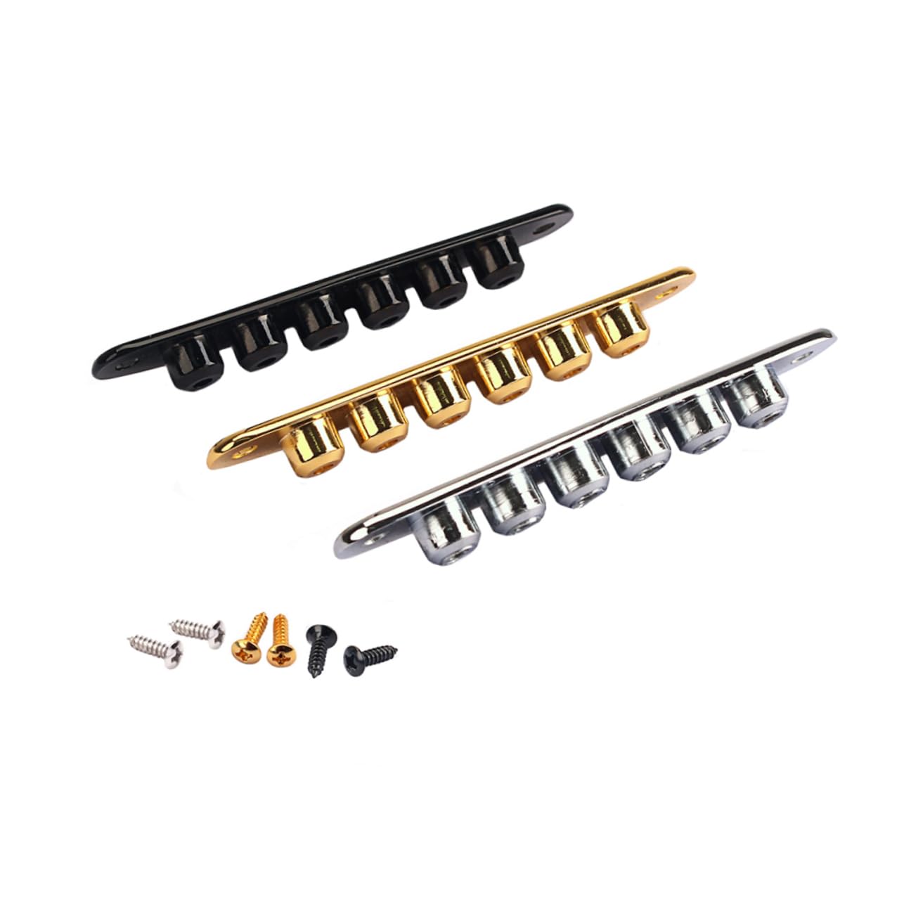 HEMOTON Guitar Ferrules Set 3pcs String Ferrules for Bass Guitar Diy Replacement Parts Electroplating