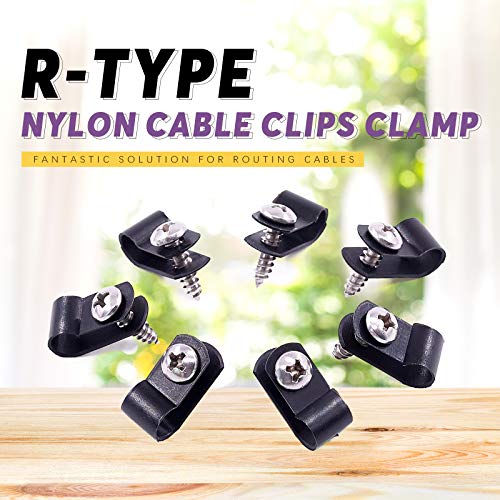 Swpeet 120 Pack Black 1/4 Inch Nylon Plastic R-Type Cable Clips Clamp Kit - Image 4