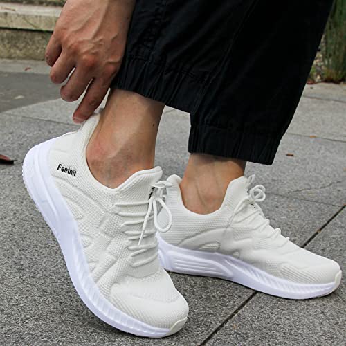 Image of Feethit Mens Non Slip Walking Sneakers Athletic Gym Tennis Running Shoes | Slip on Shoes,Lightweight,Breathable,Comfortable Workout Sneakers,For Daily Activities