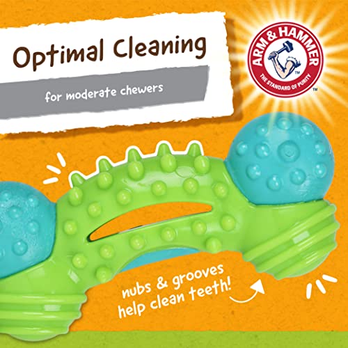 Arm & Hammer For Pets Nubbies Duality Bone Dental Dog Toy| Best Dog Chew Toy For Moderate Chewers | Dog Dental Toy Helps Reduce Plaque & Tartar | Green Apple Flavor Baking Soda #TOP3