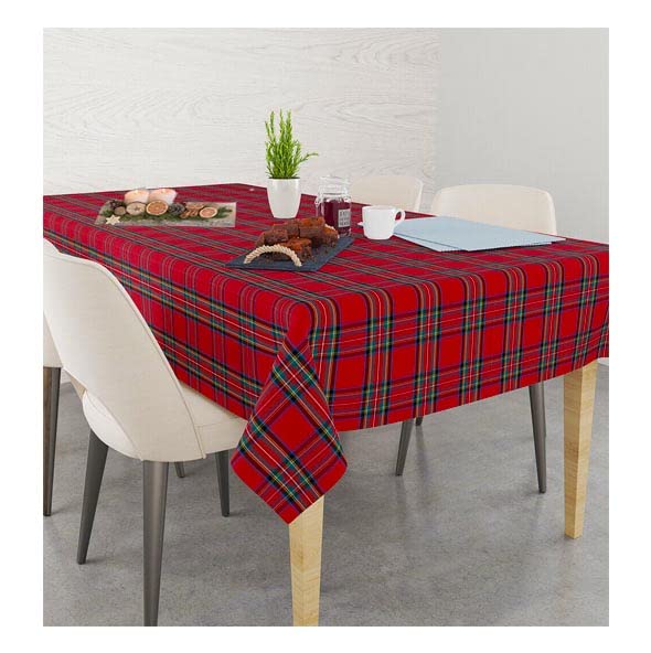 Russo Tessuti Tovaglia Copritavolo Scozzese Rosso Natale Natalizio Tartan ANTIMACCHIA No Stiro -12 POSTI