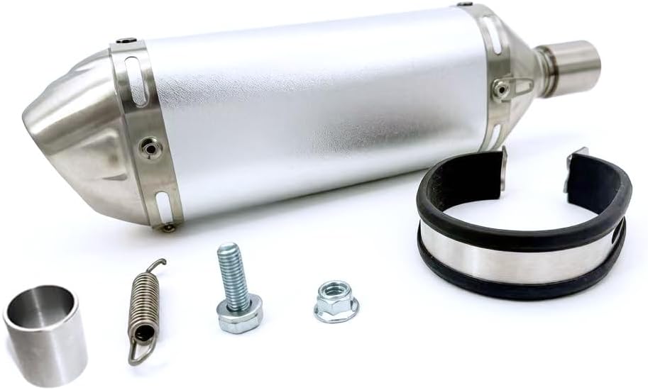 32mm 1.26 Inch Stainless Steel Exhaust Muffler Reducer Sleeve Pipe Kit for 50cc 70cc 90cc 110cc 125cc 150cc CRF50 XR50 KLX Coolster Thumpstar Apollo Pit Trail Dirt Bike Mini Bike ATV Silver