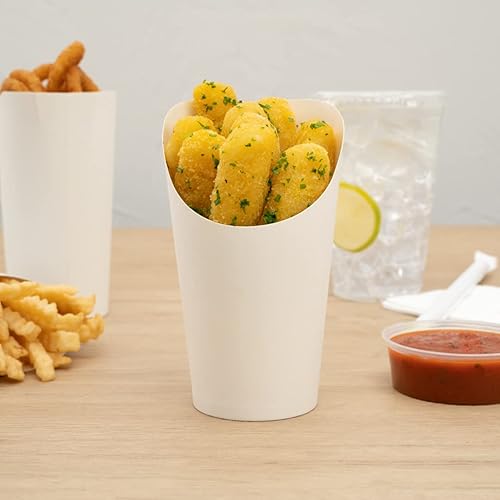 Miniatura 9 de Restaurantware Bio Tek - Recipientes para papas fritas de 16 onzas, 100 tazas desechables de charcutería, diseño inclinado, redondo, de papel