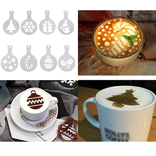 2 Pcs 10Oz Stainless Steel Powder Shakers, Tunan Coffee Cocoa Cinnamon Dredges With Fine-Mesh Lid, Sugar Spice Seasoning Cans For Kitchen Cooking Baking Home Restaurant, With 16 Decorating Stencils #TOP4