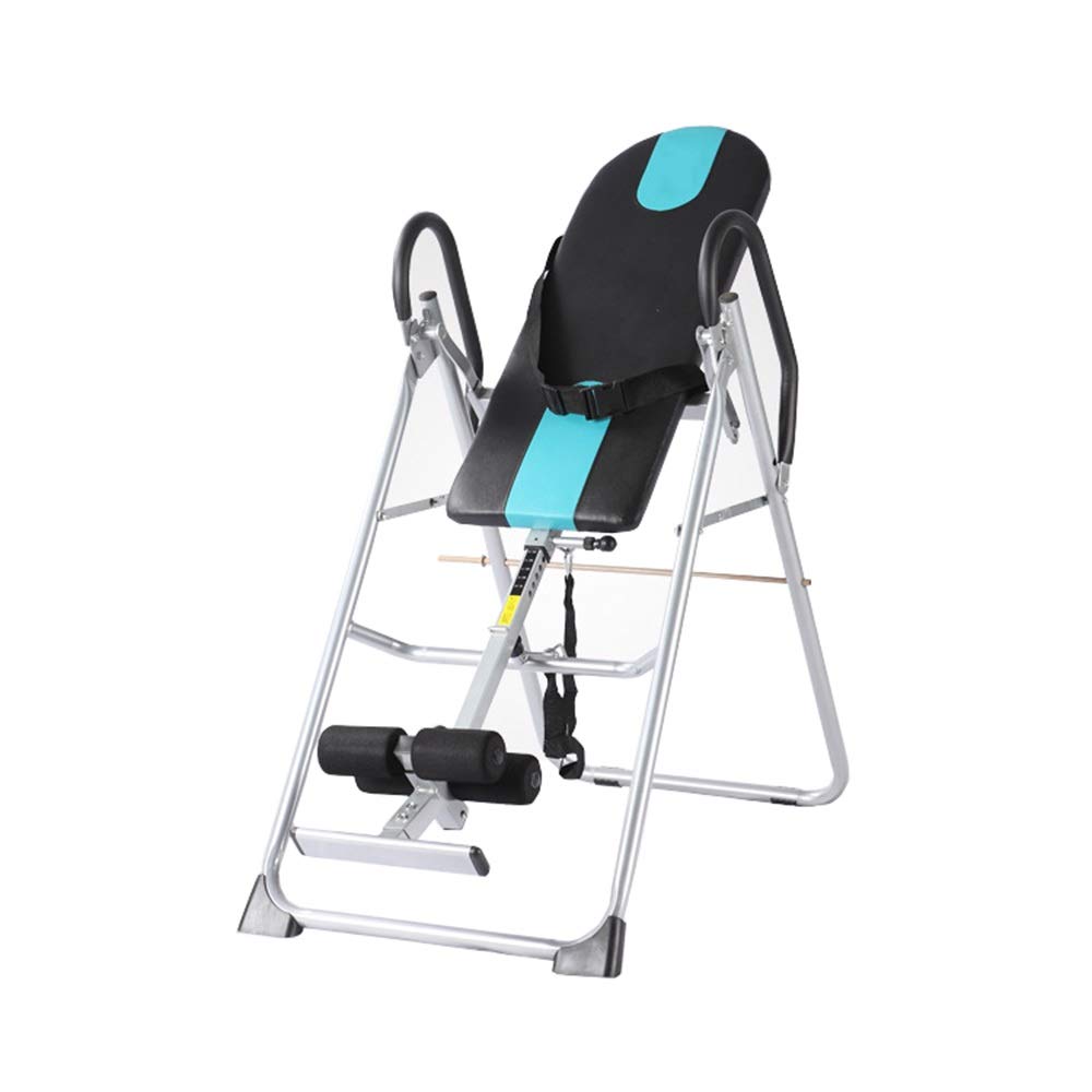 Inversion Equipment Table Stretcher Machine Heavy Duty Inversion Table Adjustable Protective Belt Back Home Fitness (Color : Black blue, Size : 120 * 60 * 140CM)