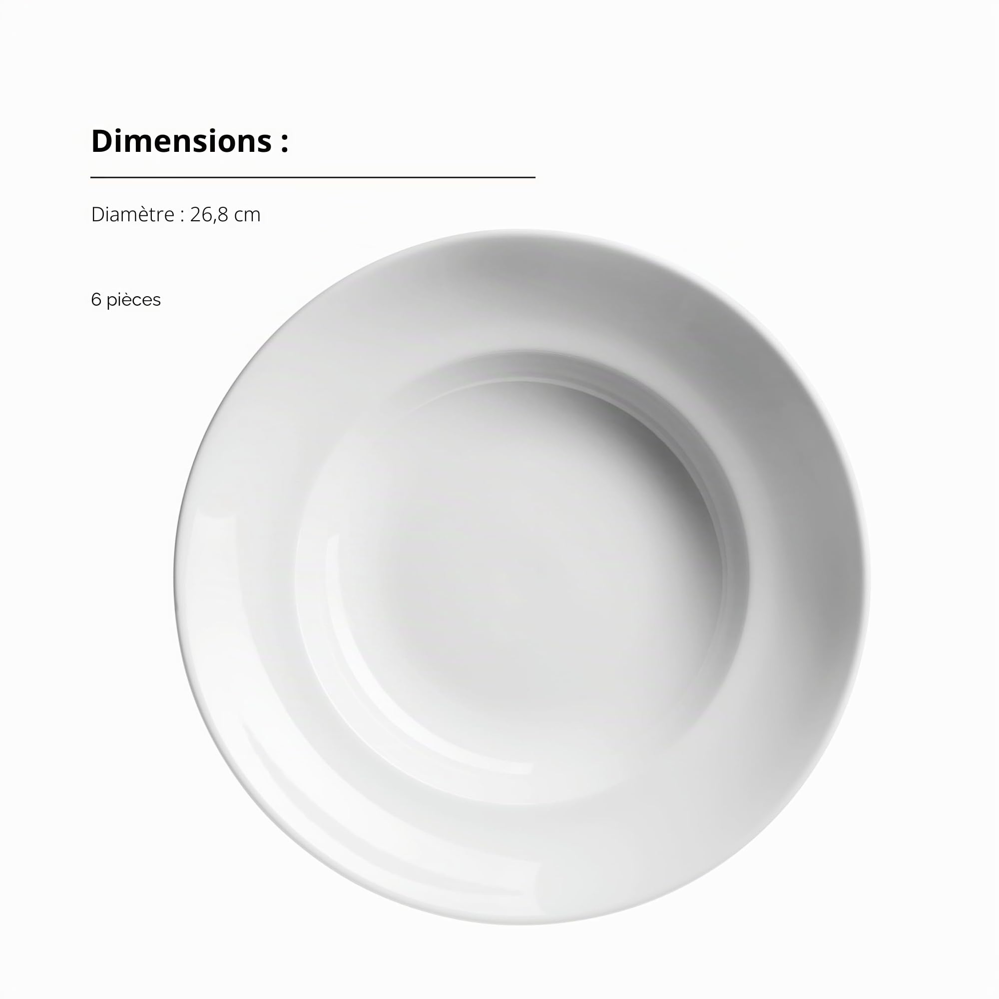 MÄSER, Série Barca - Assiettes à pâtes pour 6 personnes - En porcelaine - Simples et élégantes - Intemporelles - Blanches