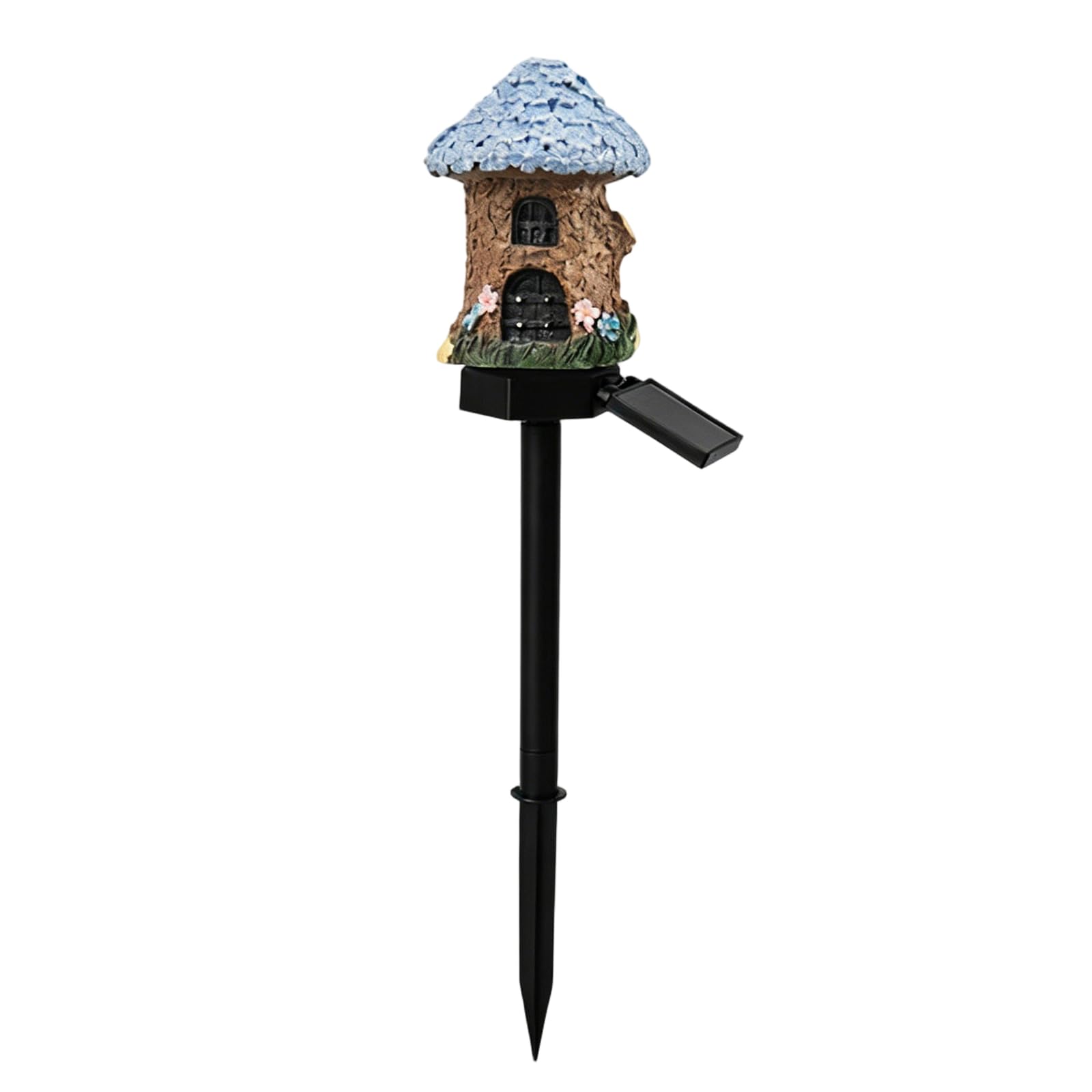 Introti Solar Fairy-Tale Mushroom Cottage Outdoor Lawn Lamp Weatherproof Decorative Lamp Garden Stake Light for Spring Garden Walkway Patio Yard Backyard
