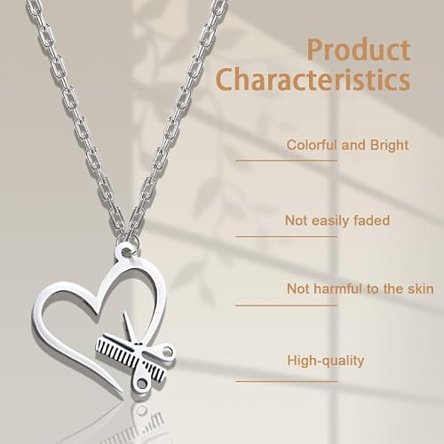 Tofwaol Hairstylist Necklace for Women Men Cosmetology Graduation Gifts for Granddaughter Daughter Scissor Comb Necklace for Hair Stylist Appreciation Gifts for Hairdresser Birthday Gift for Barber
