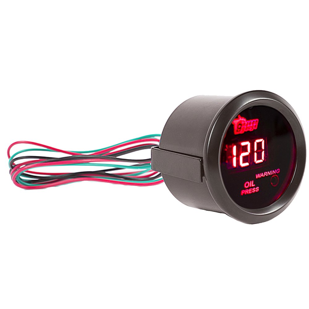 E apoyo 52 mm Negro motor de coche Digital LED rojo luz LED PSI Turbo Boost Gauge Meter