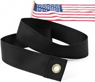 5 FT x 2.75 Inch Black Mourning Streamer - Double Stitched Half-Mast Ribbon for Half-Staff Display, 200D Endura-Polyester, Honors the Fallen