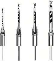 Broca Furo Quadrado para Madeira 4 Peças (1/4", 5/16", 3/8", 1/2") - Conjunto de Broca e Cinzel em Aço Alto Carbono para Carpintaria, MDF e Aglomerado