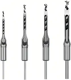 Broca Furo Quadrado para Madeira 4 Peças (1/4", 5/16", 3/8", 1/2") - Conjunto de Broca e Cinzel em Aço Alto Carbono para Carpintaria, MDF e Aglomerado