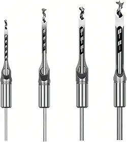 Broca Furo Quadrado para Madeira 4 Peças (1/4", 5/16", 3/8", 1/2") - Conjunto de Broca e Cinzel em Aço Alto Carbono para Carpintaria, MDF e Aglomerado