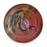 Larrabee Ceramics 11-inch Dinner Plate, Handmade in the USA, Set of 4, Red/Multi