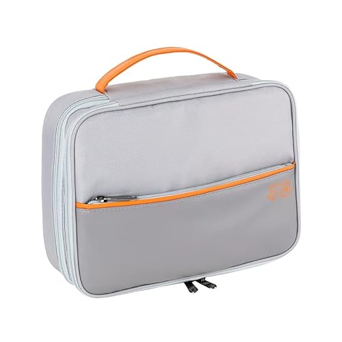 ACOPTON Bolsa organizadora de cables, organizador electrónico multiusos de doble capa, accesorios electrónicos impermeables, funda de almacenamiento, mamparo extraíble, USB, banco de energía (gris)