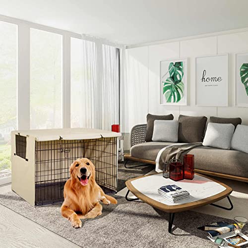 Explore Land 48 Inches Dog Crate Cover - Durable Polyester Pet Kennel Cover Universal Fit For Wire Dog Crate (Light Tan) #TOP4