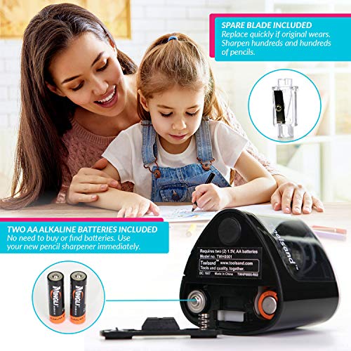 Electric Pencil Sharpener, Battery-Powered, Batteries Included, High-Speed Automatic, Best For Colored, No. 2 Wood Graphite Pencils, Home Office School Classroom Adults Kids, Straight Blade (Black) #TOP2