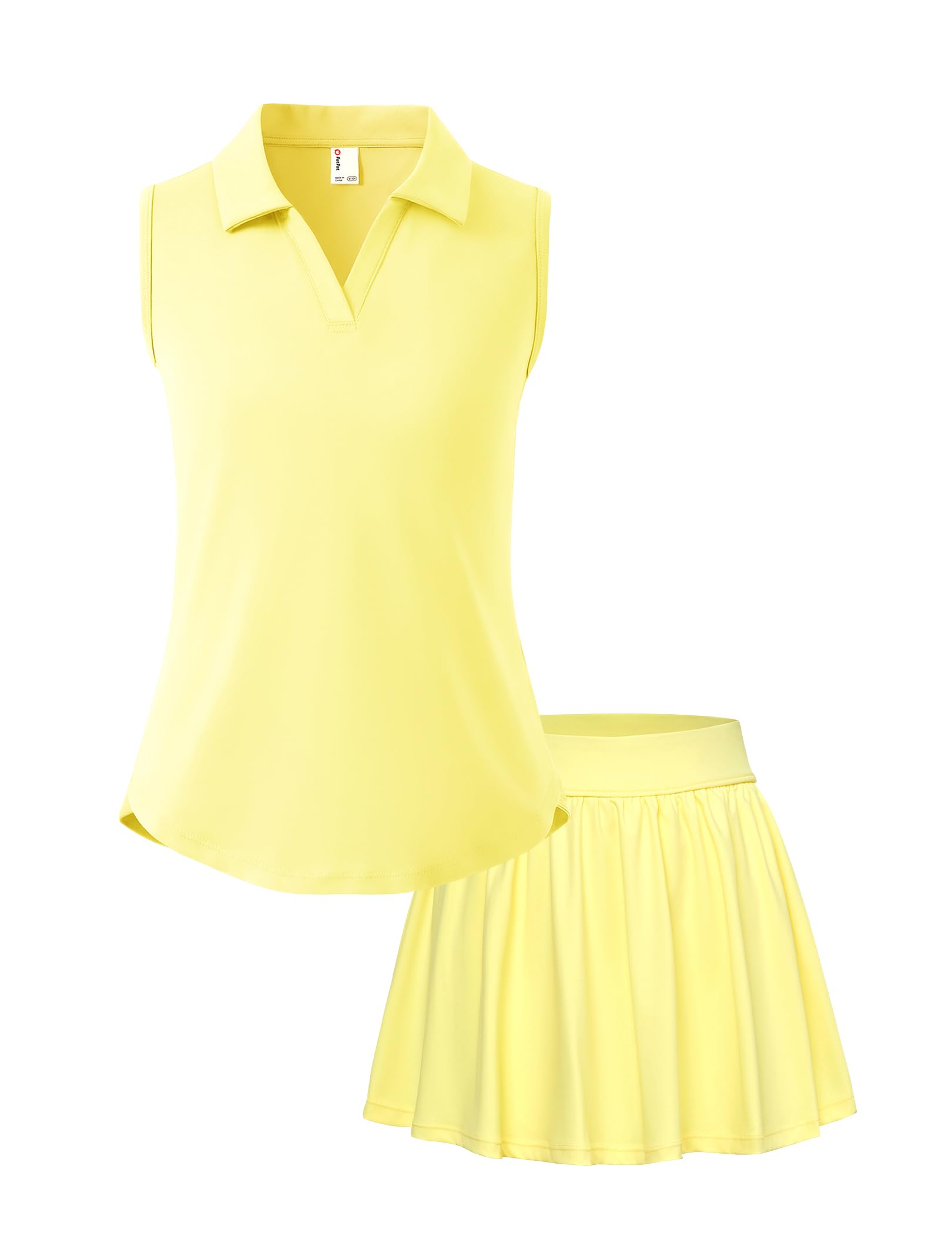 PATPAT Girls 2 Piece Skirt Sets 6-14 Years Sleeveless Polo Shirts and Skort Tennis Golf Outfits