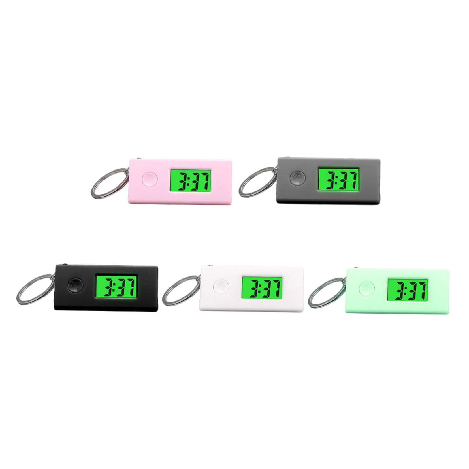 5 pièces Montre Porte-clés Silencieuse avec Lumière Nocturne Montre Digitale Portable Triangulaire pour Examens Travail et Activités Extérieures