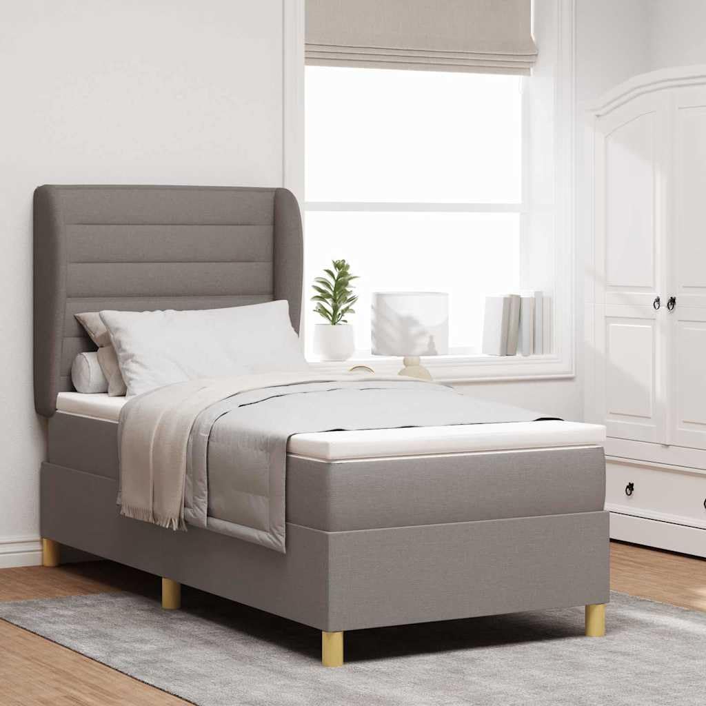 Lit à Ressorts avec Matelas Taupe 190 x 90 cm Tissu,Meubles,Lits & Accessoires,Lits & Cadres de lit,56.53 kg-3340666