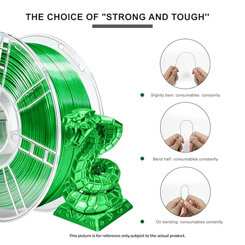 Image of iBOSS 3D Printer Silk Filament, Shiny Silk PLA+ Filament 1.75mm, Smooth Silky Surface PLA Plus, Great Easy to Print for 3D Printers, Dimensional Accuracy + /- 0.02mm, Silk Green 1KG