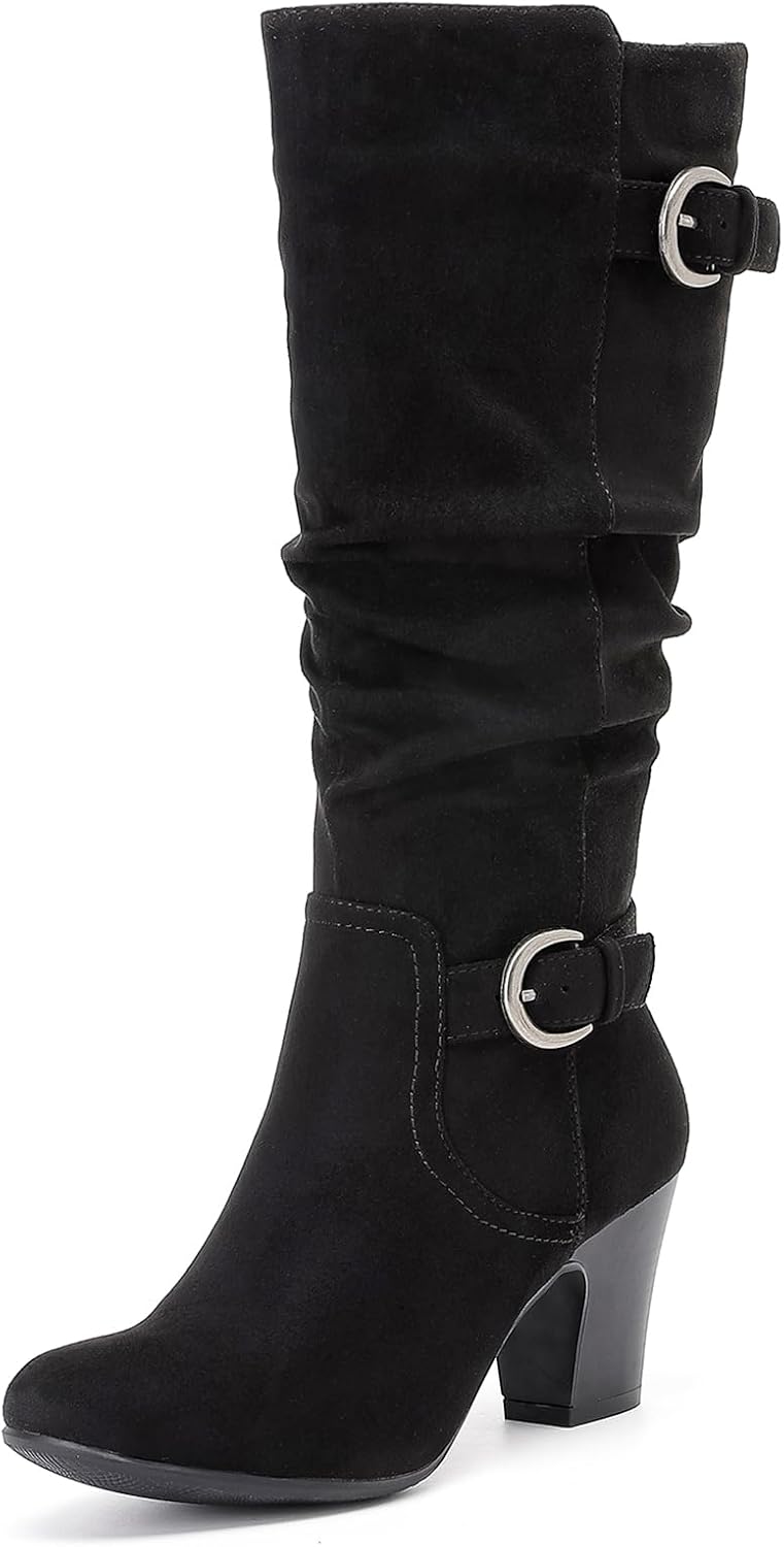 Ruiee Women's Knee High Boots Slouchy Heeled Boots. image 3